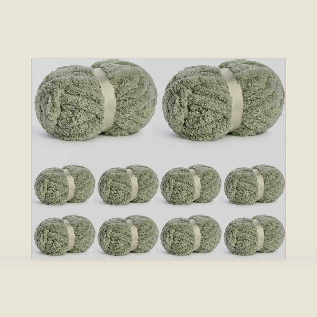 10 Pack of Jumbo Chunky Yarn for Hand Knitting,10# Super Bulky-Fluffy Chenille Yarn, 220 yds/70.5 oz Soft Thick Yarn for Crocheting Chunky Knit Throw Blankets.(Sage Green)