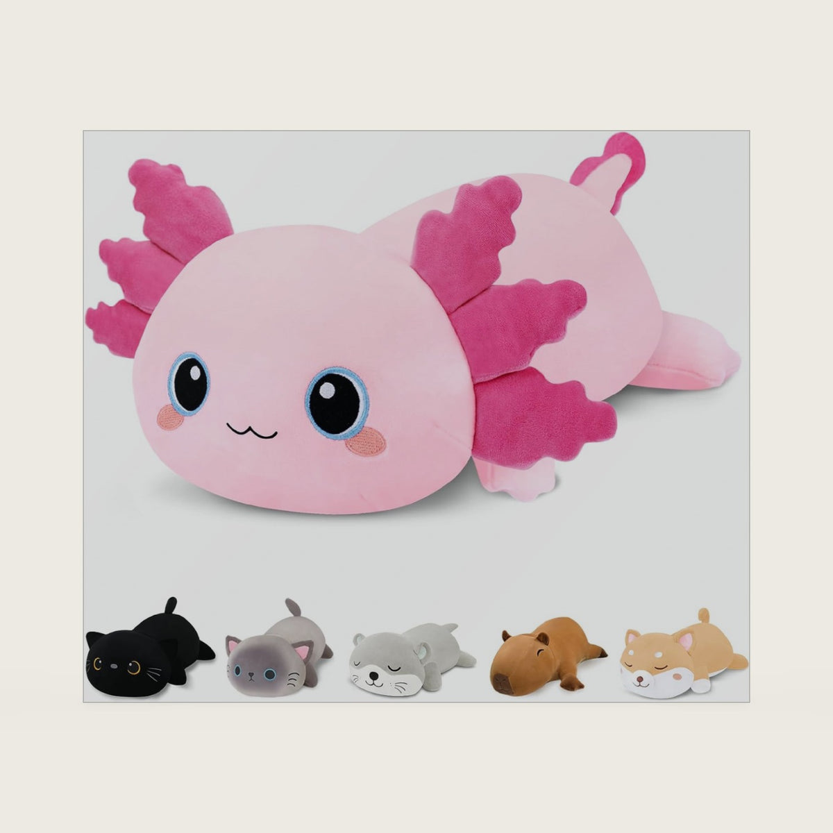 Finebee Weighted Axolotl Stuffed Animals, Cute Weighted Axolotl Plush, Soft Comfort Stuffed Weighted Plush Pillow Gifts for Kids Adult (9.8" 0.8Lbs)