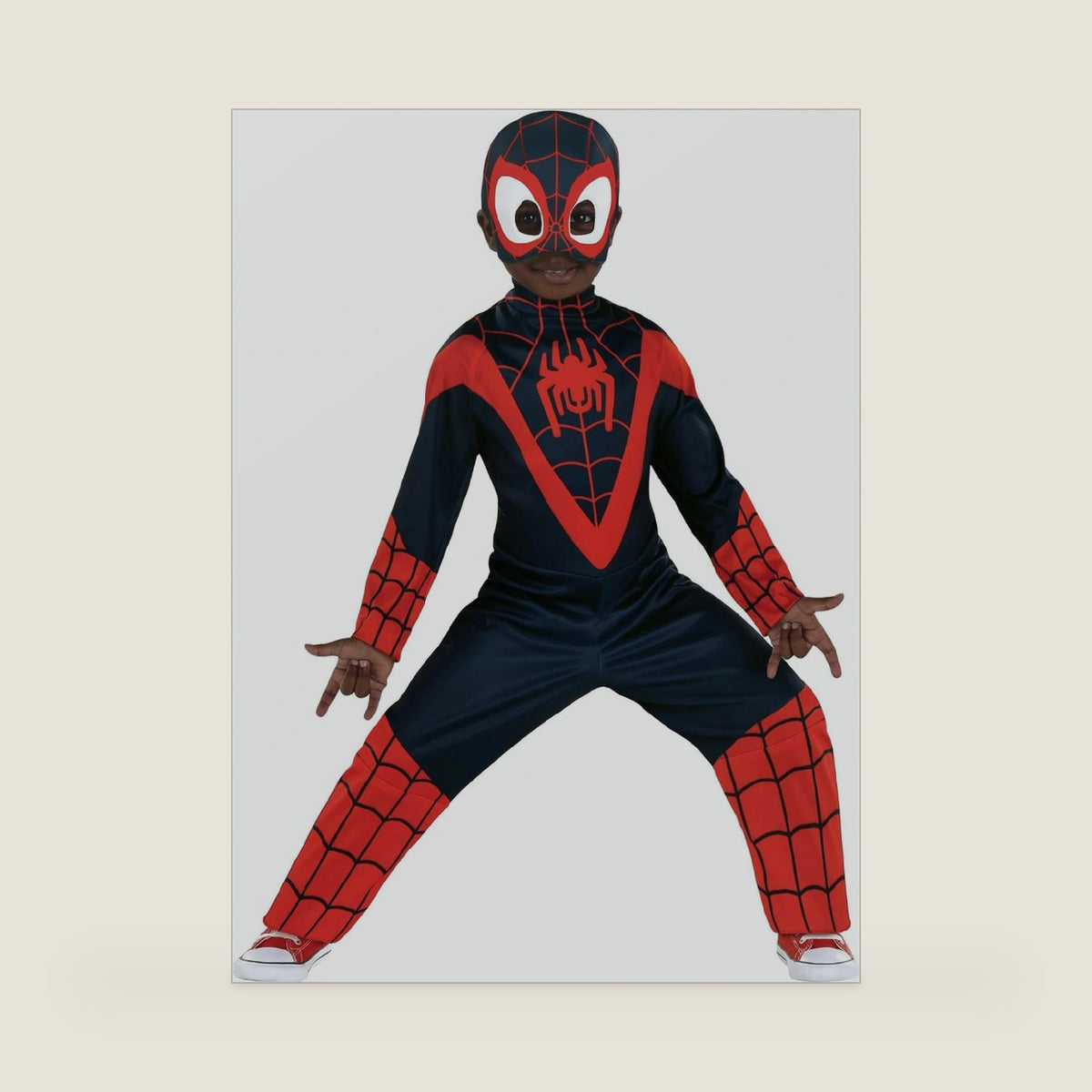 Miles Morales Spider-Verse Toddler Costume | Kids Spider-Man Jumpsuit and Mask for Halloween and Dress-Up Play