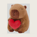 Loving Capybara Plush with Holding Red Heart 9 inch Cute Capibara Stuffed Animal Soft Plushies Toys for Valentine's Day Romantic Anniversary Sweet Gifts for Kids Girlfriend Her Him Brown