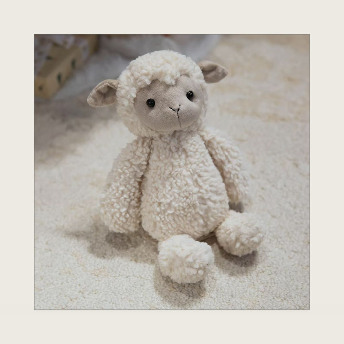 Realistic Lamb Plush 8.5 inch Small Size Cute Sheep Stuffed Animal Doll Ultra Soft Plushies Toys Gifts for Kids Adults Beige