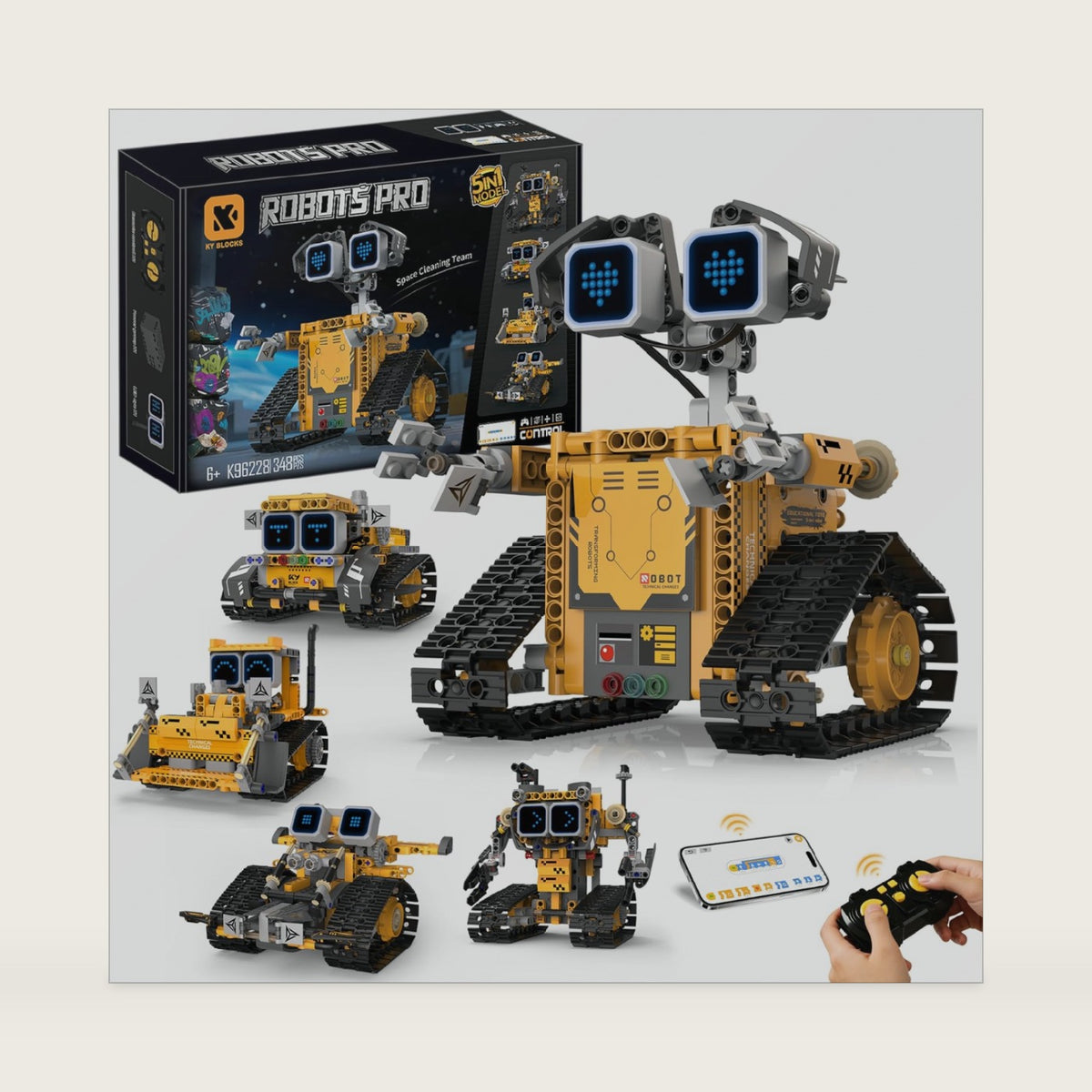 STEM Robot Kit for Kids 6-12, 5-in-1 Coding Building Robot Toy with App