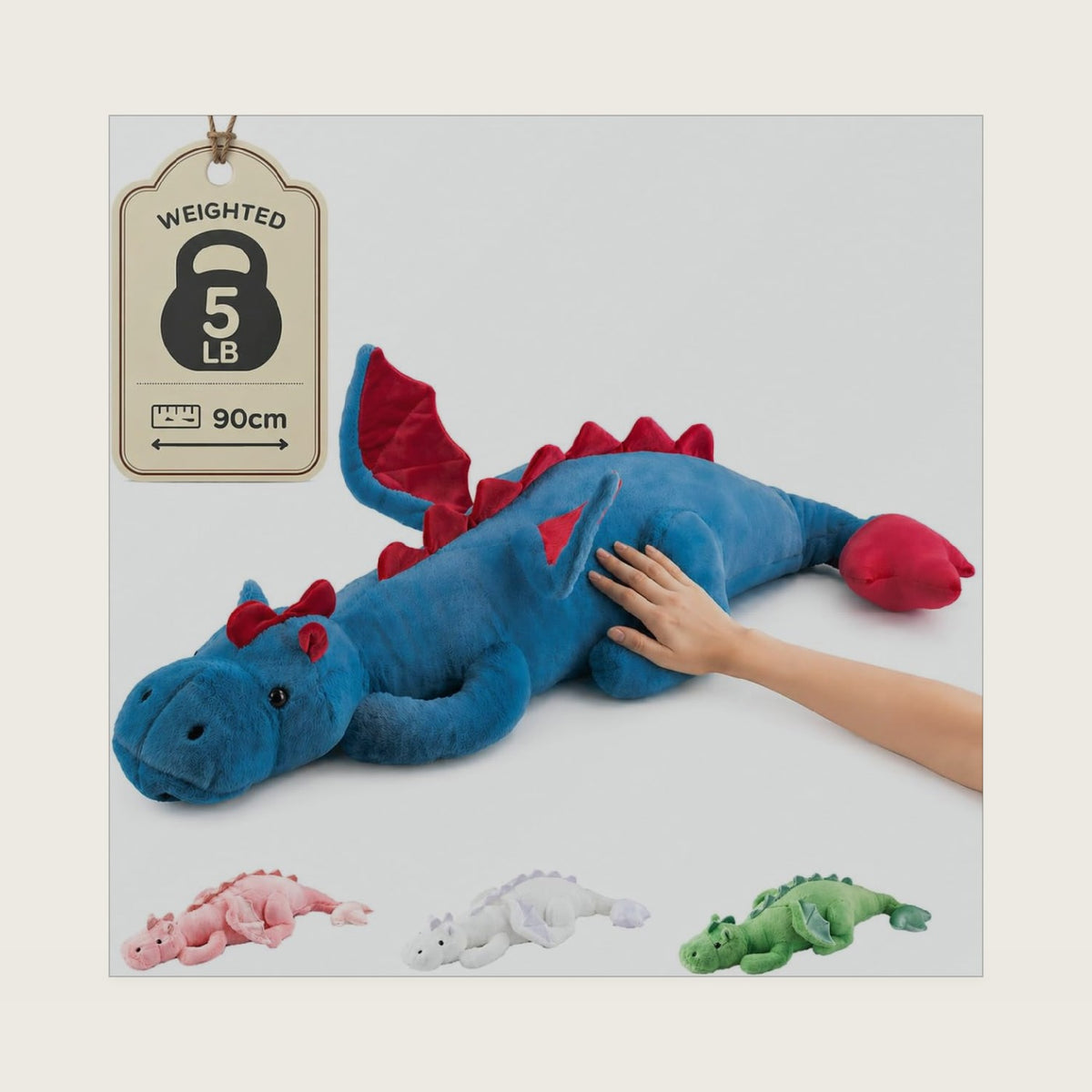 35.4" Weighted Dragon Plush Toy, 5lb Weighted Stuffed Animals, Silent Glass Beads Large Dragon Pillow for Sensory Relaxation for Kids and Adults, for Bedtime & Lounging
