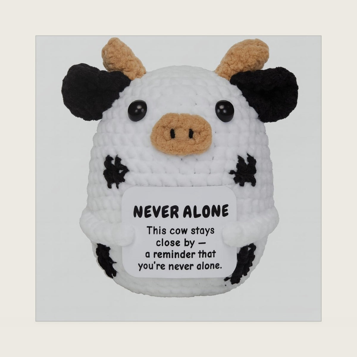 DEYBA Handmade Crochet Cow Plush with Message Card – Soft Knitted Comfort Gift, A Heartfelt Symbol of Love, Friendship & Support for Someone Special