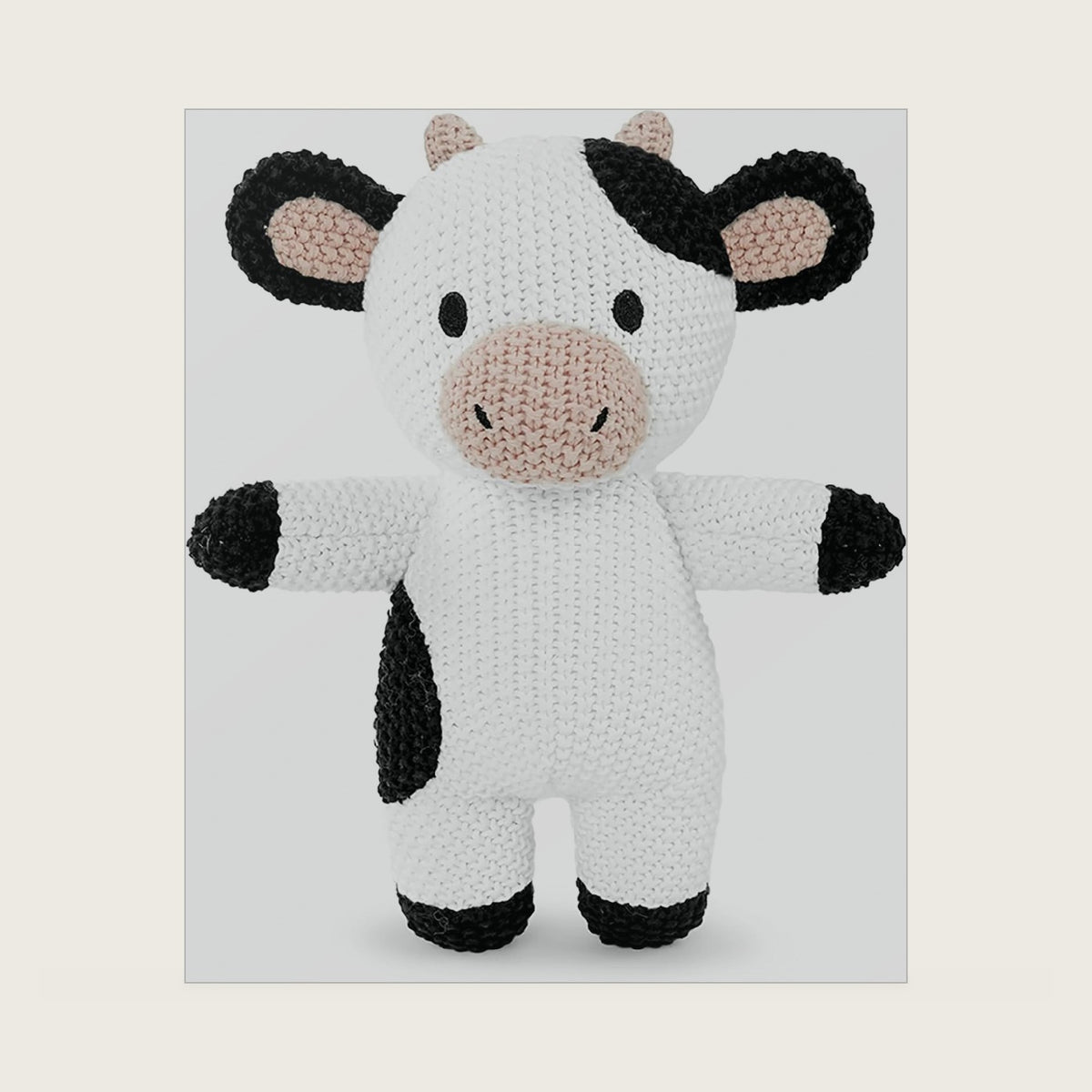 Cute Knitted Cow Stuffed Animals, Baby Crochet Stuffed Animal Soft Toys. Cute Small Animal Dolls, 10 inch Cow Plush Toy, Soft Toys for Babies, Boys and Girls Birthday Christmas