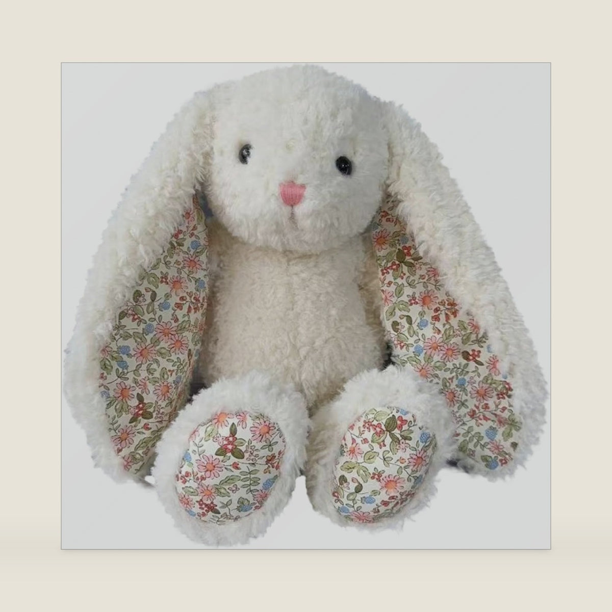 Floral Bunny Stuffed Animal Cream French Style Blossom Romantic Rabbit Plush Toy Easter Stuffers Birthday Gifts Girlfriend Kids Party Favors Home Aesthetic Bedroom Decoration 8.6 Inch 9.5 oz