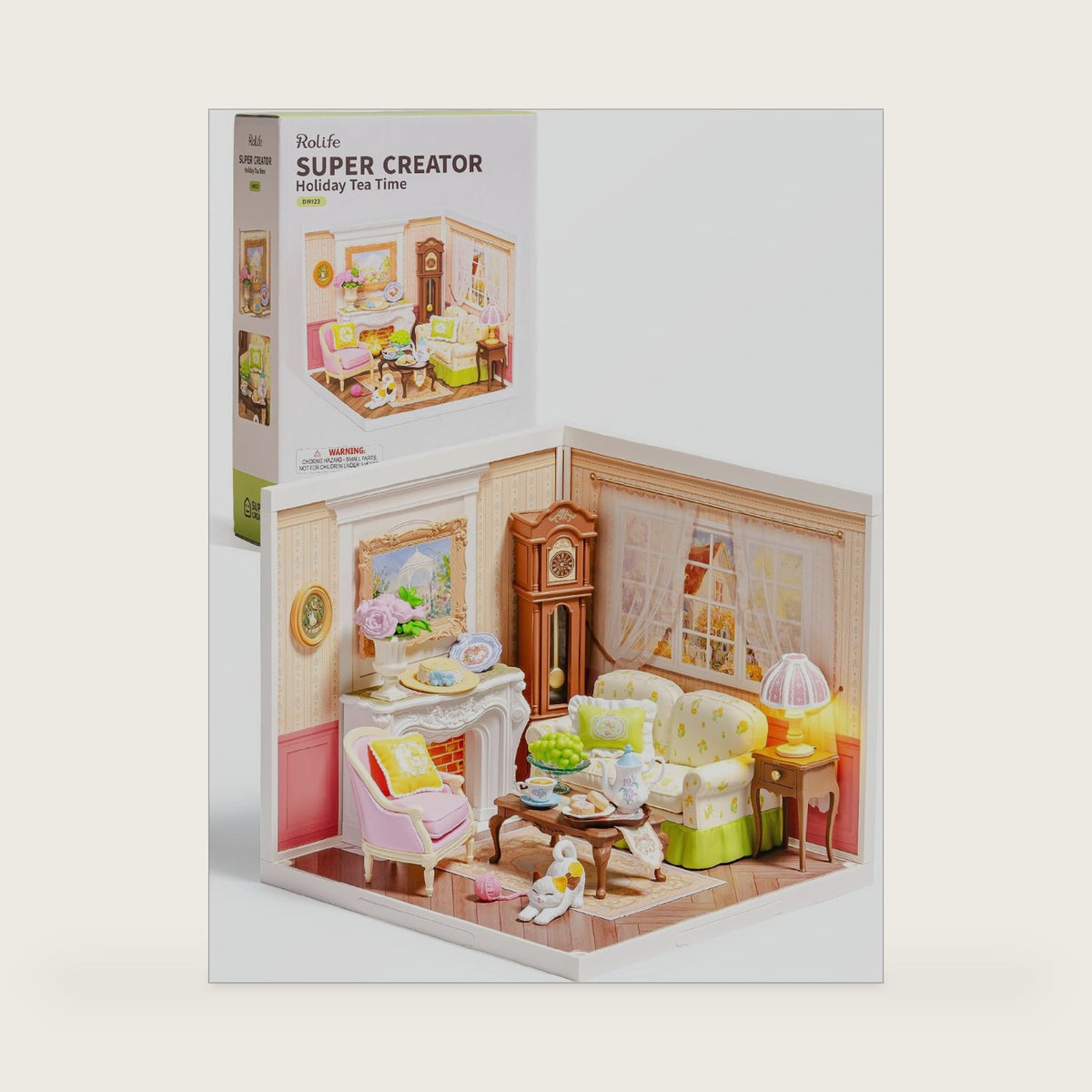 Rolife Super Creator Kits, Tiny House Building Blocks for Little Dolls, DIY Plastic Mini House Model Building Kits for Teens Aged 14+, DIY Crafts/Hobbies for Adults (Holiday Tea Time)