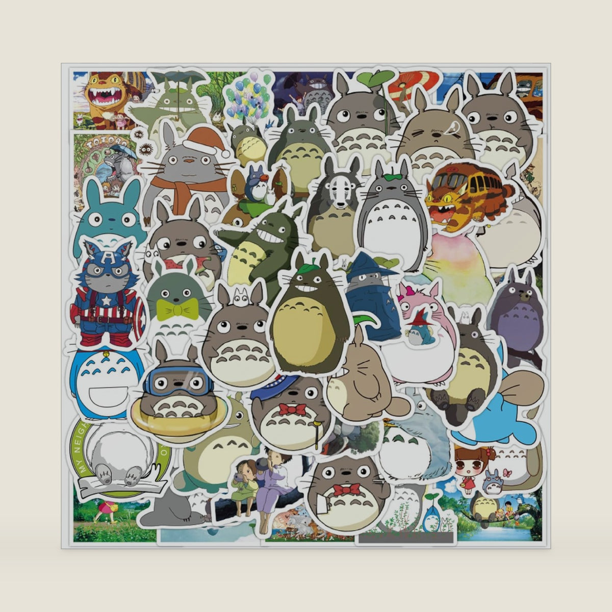 50pcs Cute Totoro Cartoon Stickers for Kids Water Bottle, Japanese Anime Waterproof Vinyl Stickers for Teen Girl Adult Laptop Skateboard Bike Guitar Laggage Bicycle Travel Case Notebook