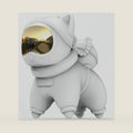 Mini Astronaut Space Cat Statue White Space Cat Figurine