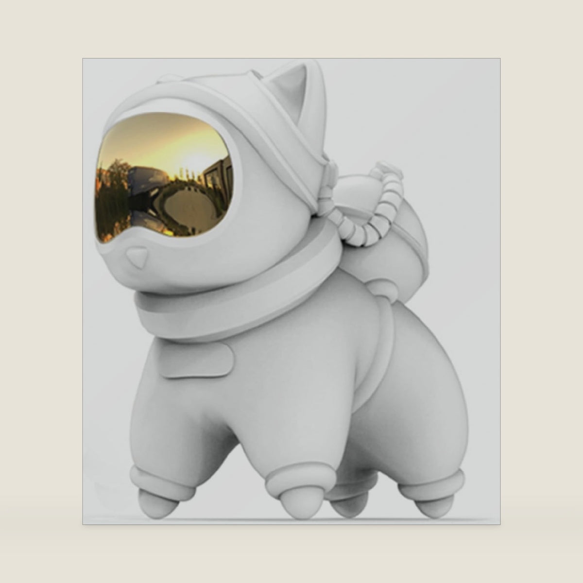 Mini Astronaut Space Cat Statue White Space Cat Figurine