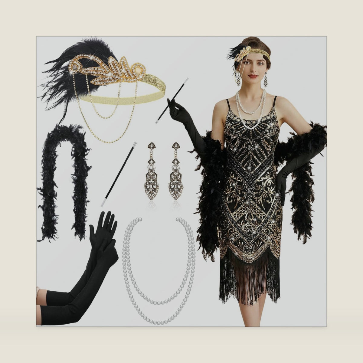 Shinymoon 1920s Flapper Costume for Women Dress