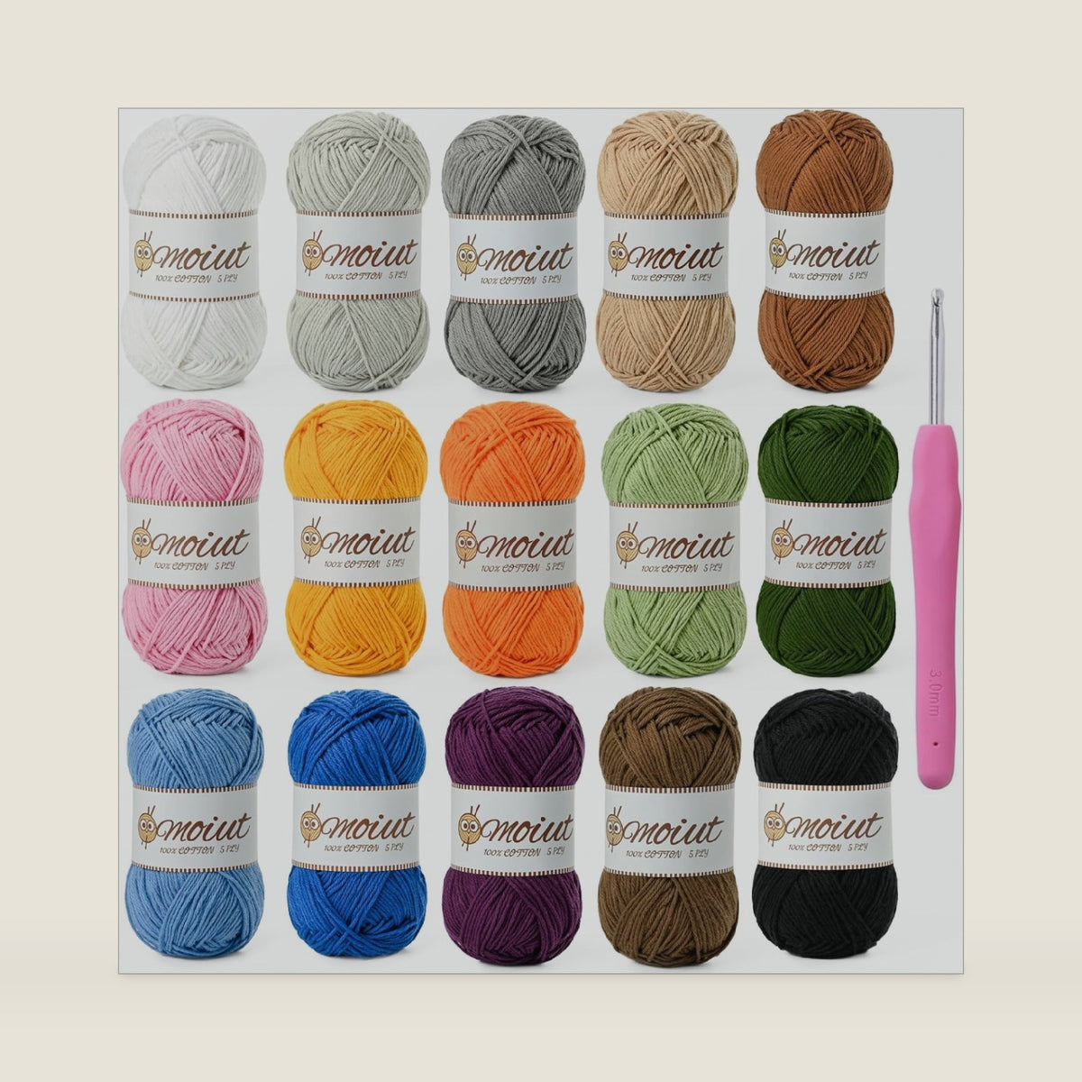 15 Pack 100% Milk Cotton Yarn for Crocheting, 750g/1968.5yd Baby Yarn for Crocheting Soft, Fuzzy 5 Ply Cotton Crochet Amigurumi Yarn for Puzzle/Clothes&Crafts(Set C)