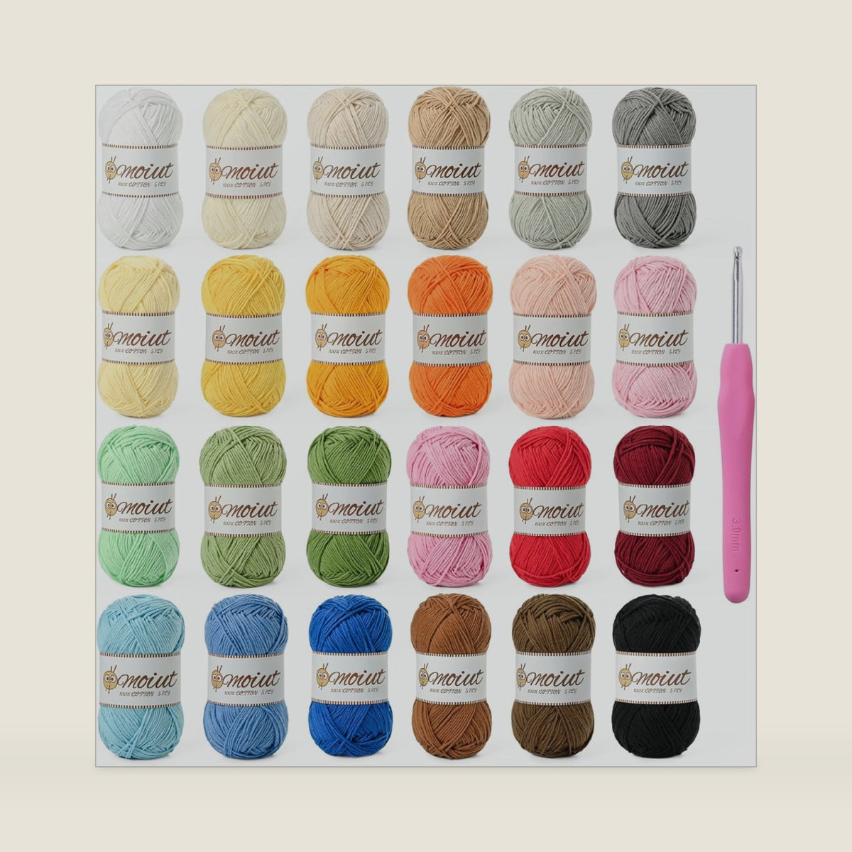 24 Pack 100% Milk Cotton Yarn for Crocheting, 1200g/3150yd Baby Yarn for Crocheting Soft, Fuzzy 5 Ply Cotton Crochet Amigurumi Yarn for Puzzle/Clothes&Crafts(Set A)