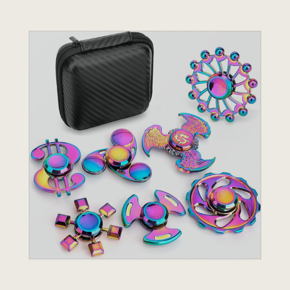 7 Pack Rainbow Fidget Spinners Pack Stress Relief Toys for Kids Adults, Finger Hand Spinner Metal Fidget Bulk Set Desk Toy for Anti-Anxiety Focus, Cool Small Gadget Novelty Gifts Party Favor