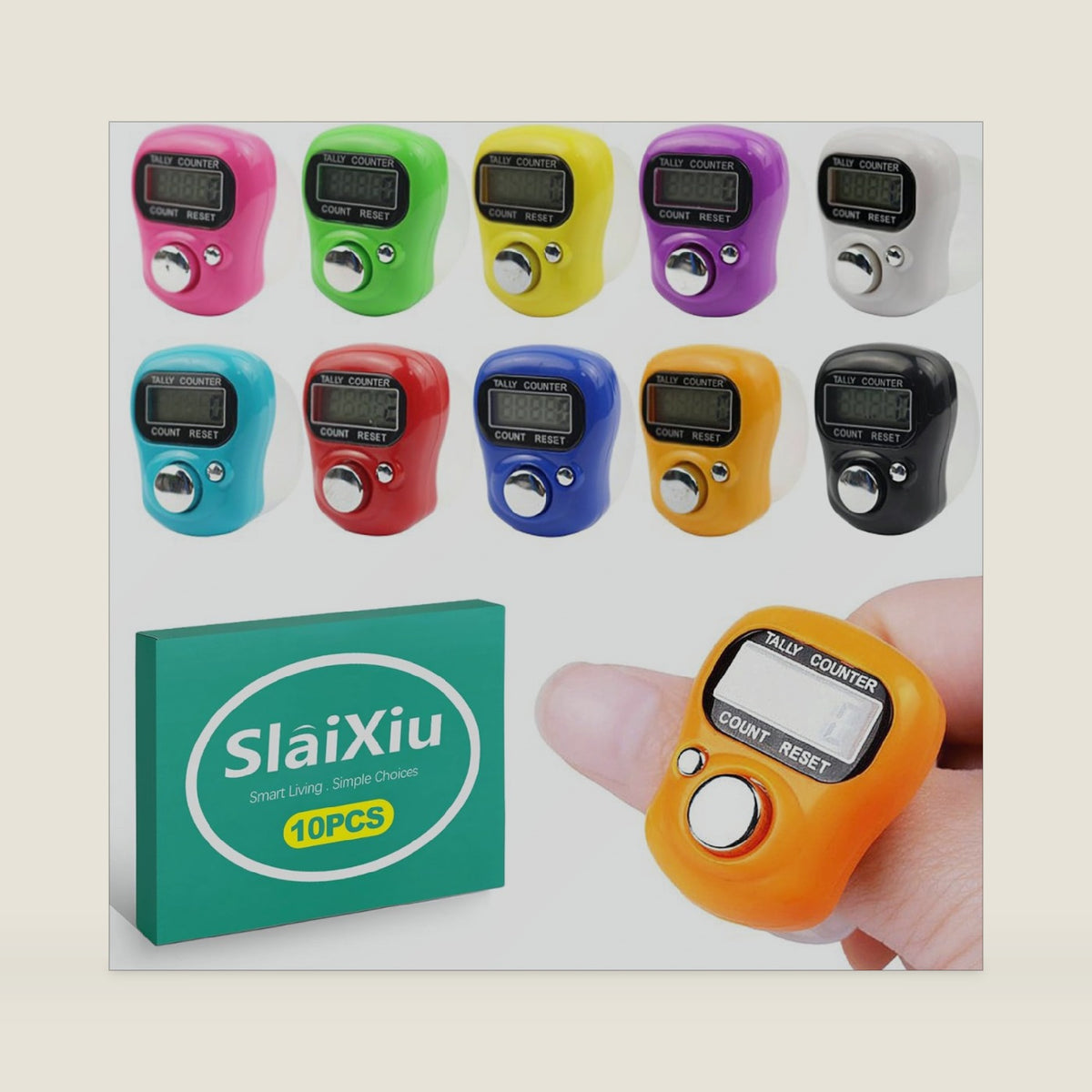 slaixiu 10 Pcs Digital Finger Clicker Counter, Hand Tally Clickers for Counting - Lap, Pitch, Knitting & Crochet Row Counter - People Counter for Classroom, Coaches & Events