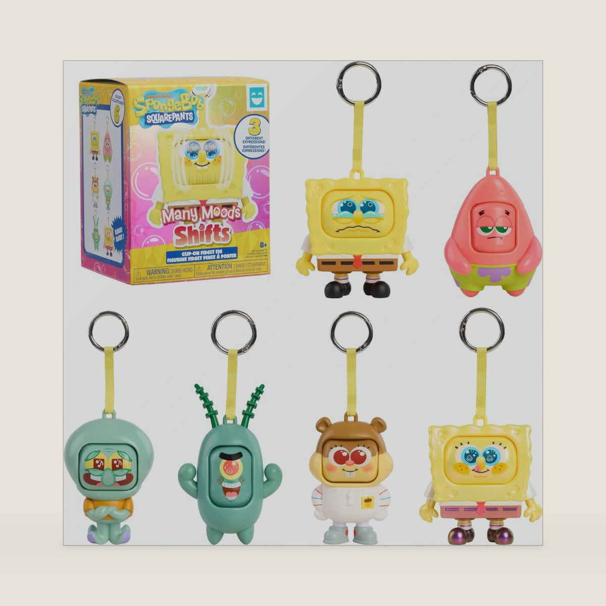 Happy Haul Spongebob Squarepants Many Moods Shifts Clip-on Fidget Figs