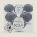 SSuper Air Bulky Yarn, Air-Spun Alpaca Fiber, Lightweight, 4 Skeins, 328 Yards, Glacier Melange