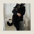35 inch Black Cat Plush Animal, Large Black Cat Long Body Pillow, Jumbo Soft Plushie Gifts for Children，Christmas