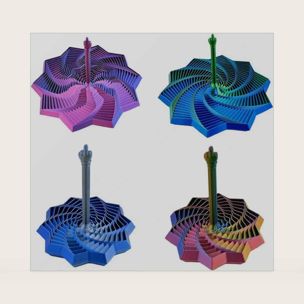 4 Pcs 3D Printed Expanded Fidget Star Toys, Transformable Fidget Spinner