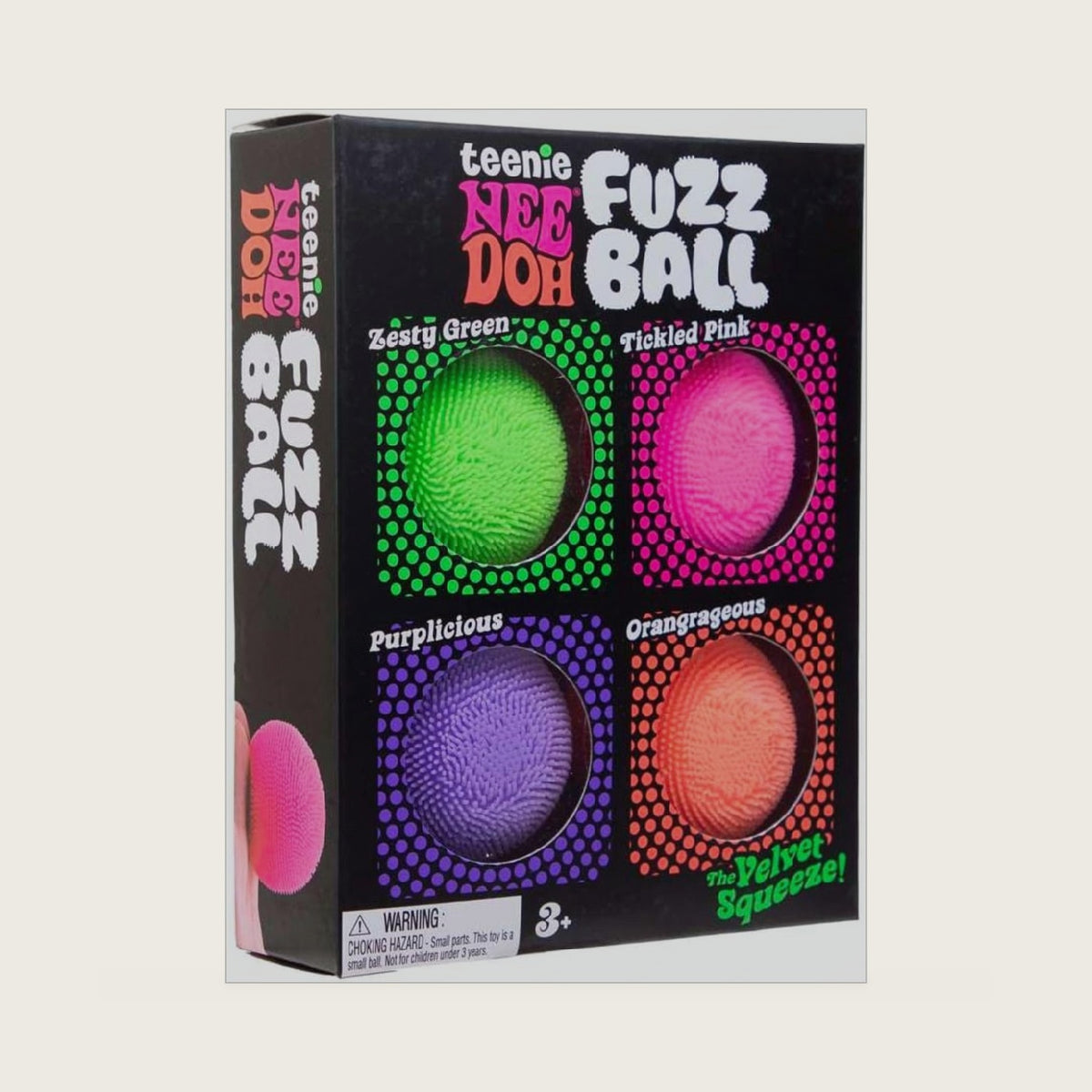 Schylling NeeDoh Teenie Fuzz Ball 4 Pack - Sensory Squeeze Toy - 1.5" in Diameter - Colors May Vary