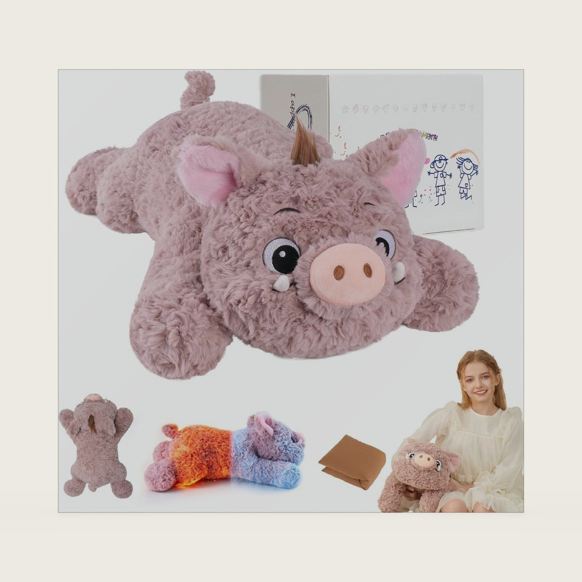 GILFWM 27" 5Lbs Weighted Stuffed Animals Heatable and Coolable Pig