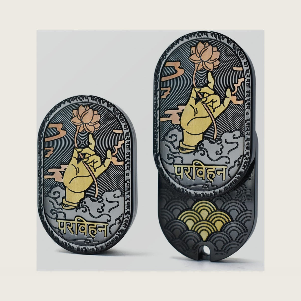 Buddha Hand Fidget Slider, EDC Fidget Toy for Adults (Black)