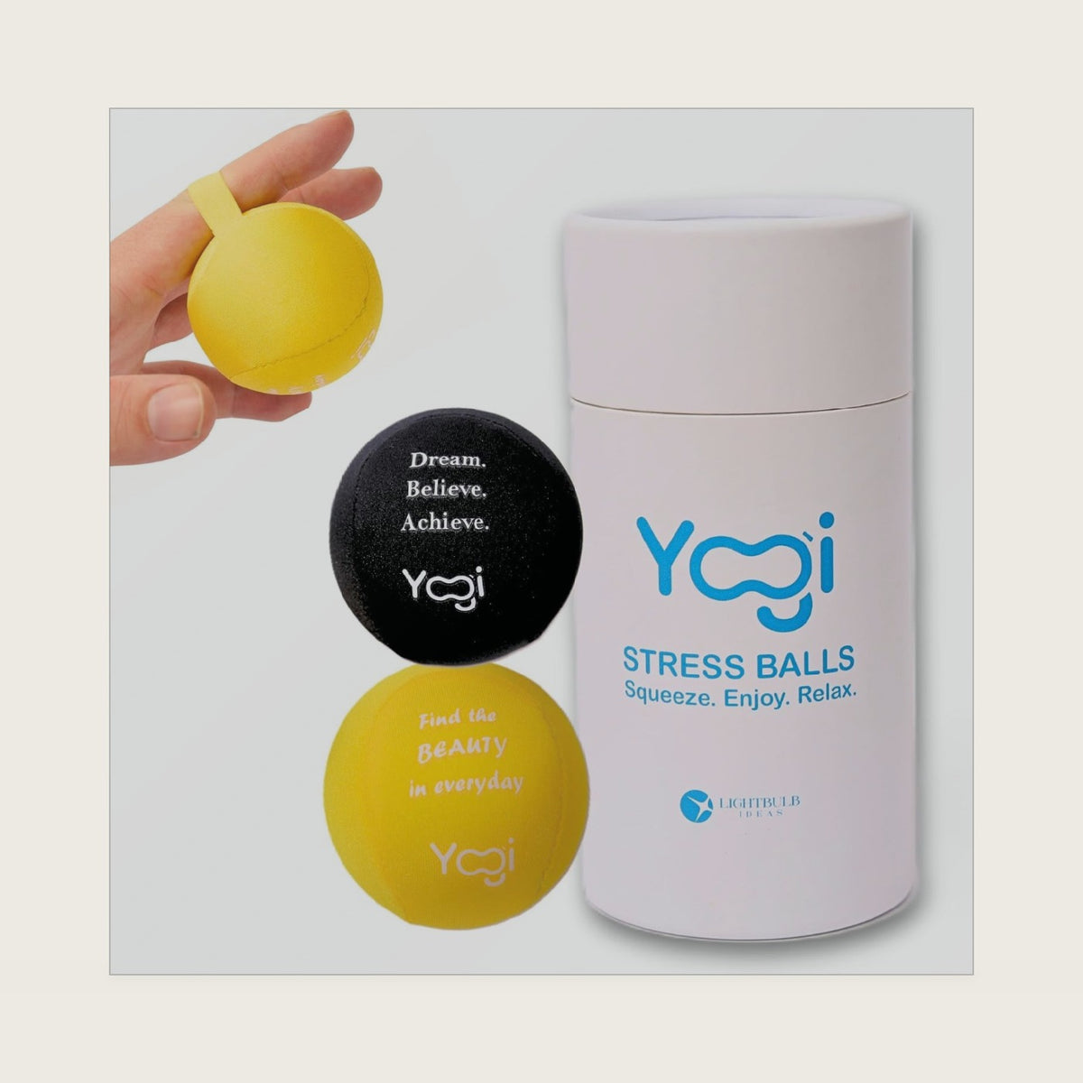 Yogi Stress Ball, Finger Strap, Stress Relief, Squeeze Ball for Anxiety