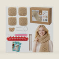 Novelchet Scarf Knitting Loom Kit for Beginners with Plush Yarn Khaki