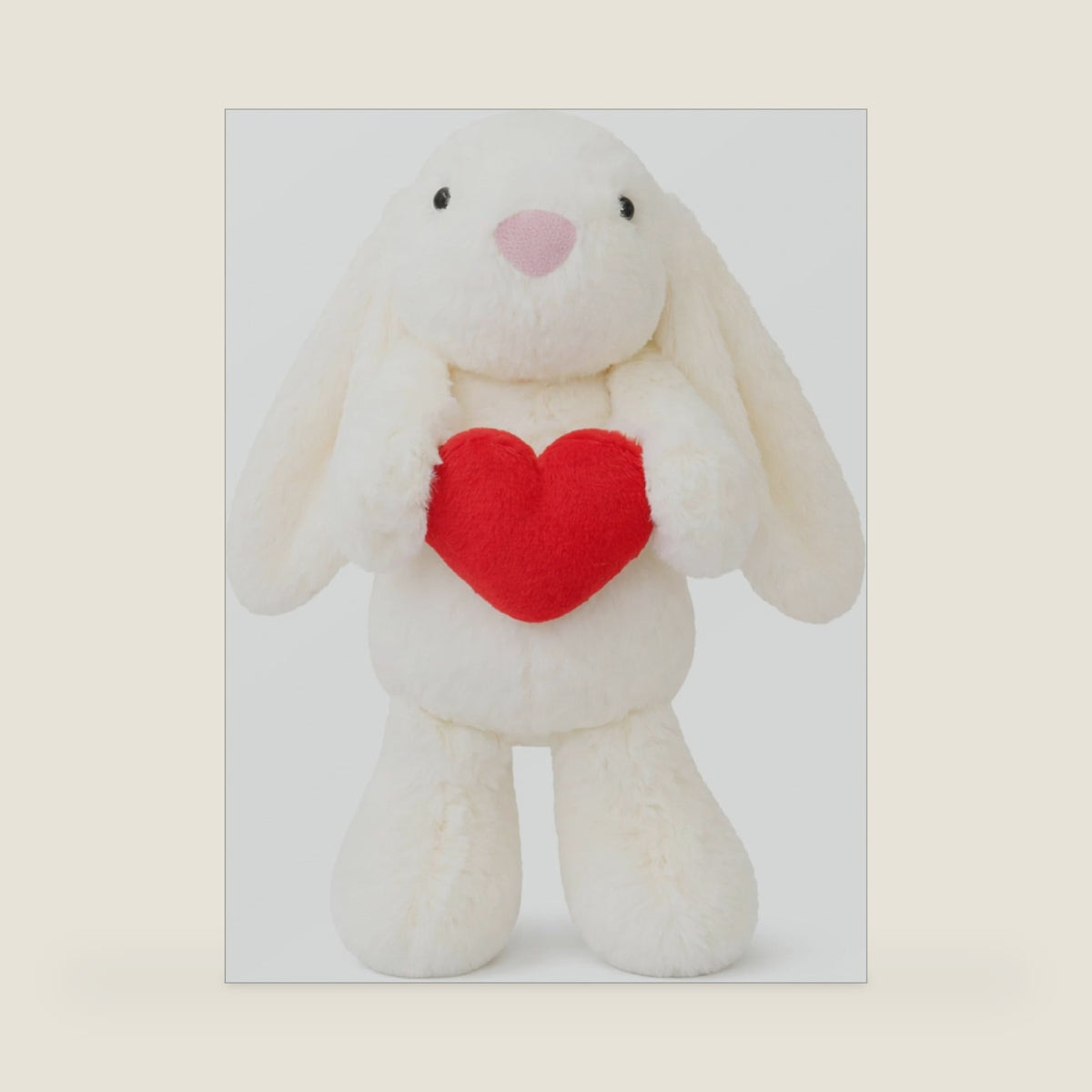 8" Bunny Stuffed Animal with Red Heart, Cute Plush Bunny Toy, Soft Rabbit Plush for Kids & Adults, Valentine’s Day, Christmas, Birthday, Anniversary (White)