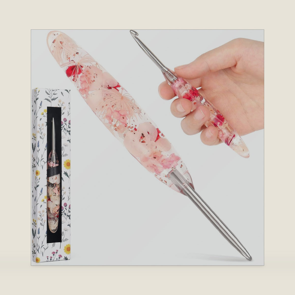 Katech 5mm Ergonomic Crochet Hook for Arthritic Hands, Stainless Steel Hook