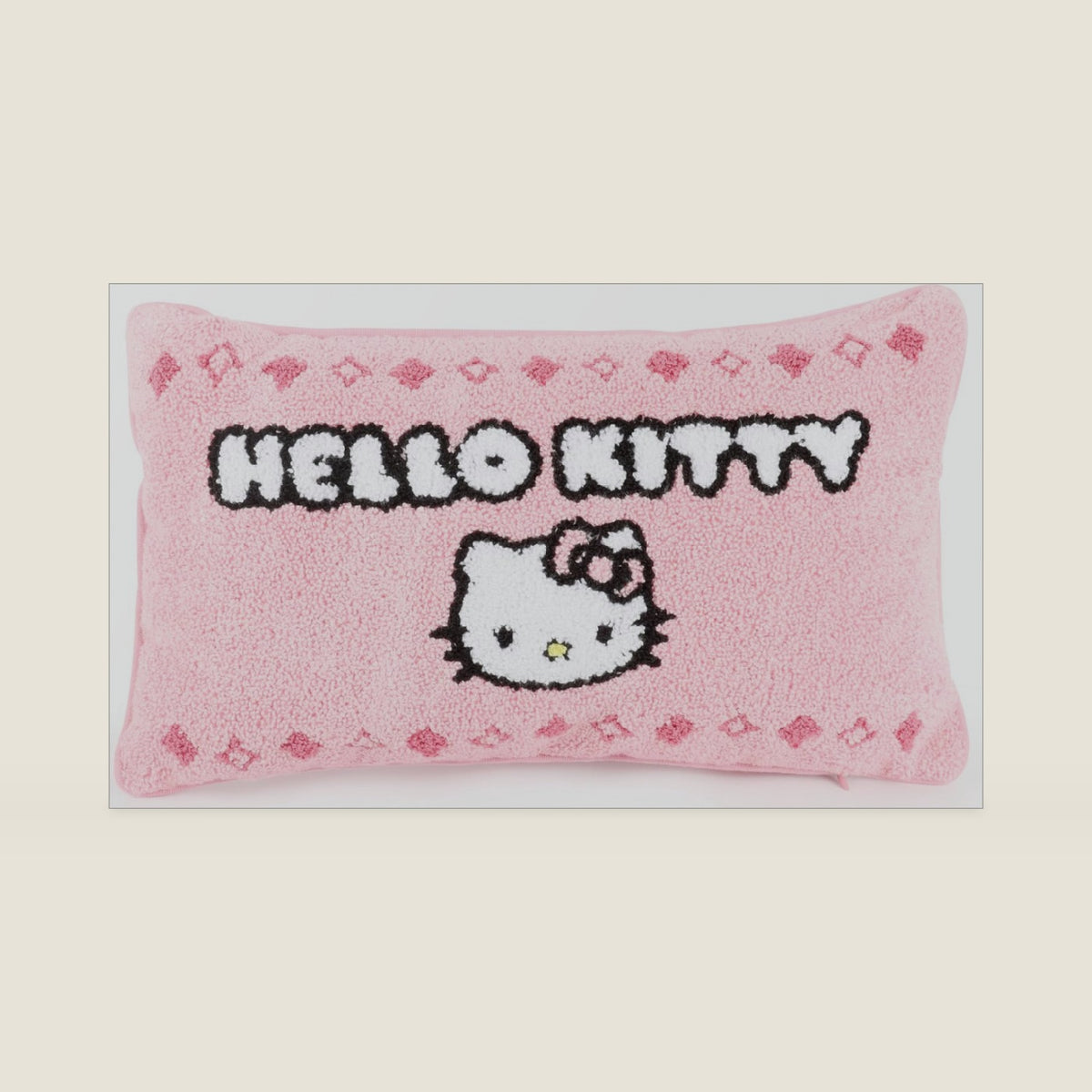 Jay Franco Needlepoint Decorative Pillow – 15 Inch Ultra-Soft Stuffed Plushie & Cozy Throw Pillow, Official Licensed Product, Pink