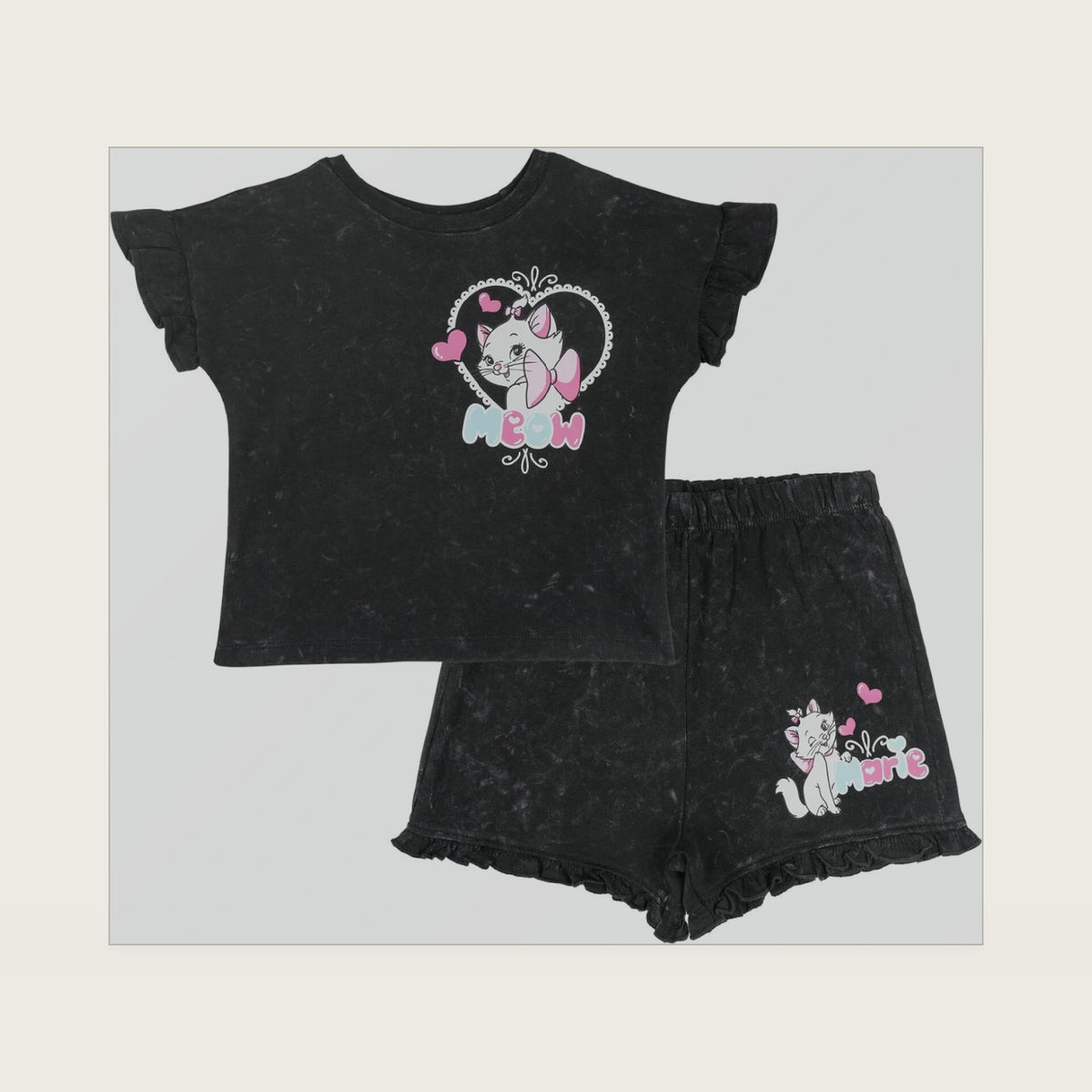 Girls' Washed French Terry T-Shirt and Shorts Set for Baby & Kids