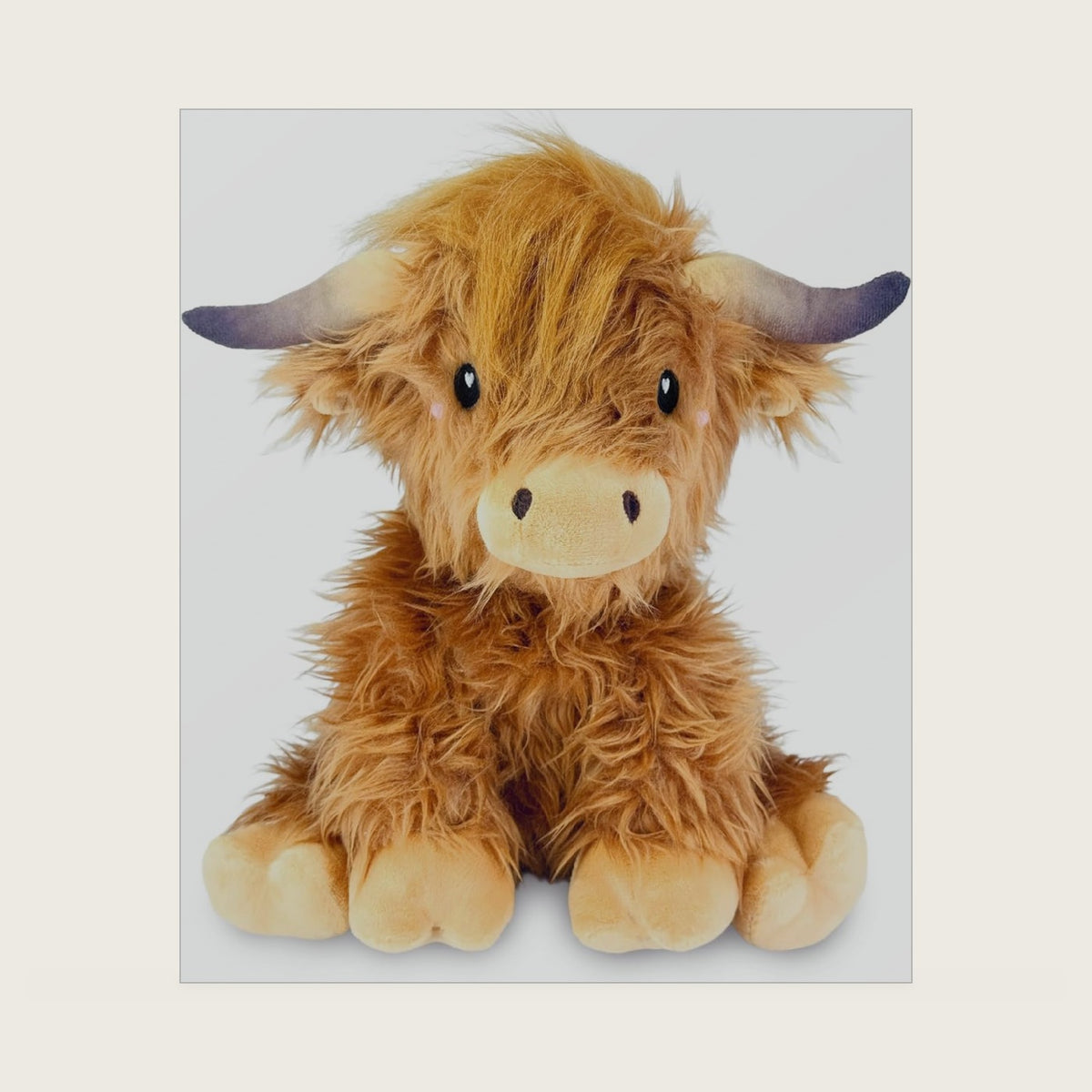 Happy Fuel Highland Cow Microwavable & Weighted Stuffed Animals - 1.5 Lbs Unscented Heating Pad for Period Cramps Pain Relief and Anxiety, Cute Cow Plush Toys Gifts for Women Girls Adults and Kids