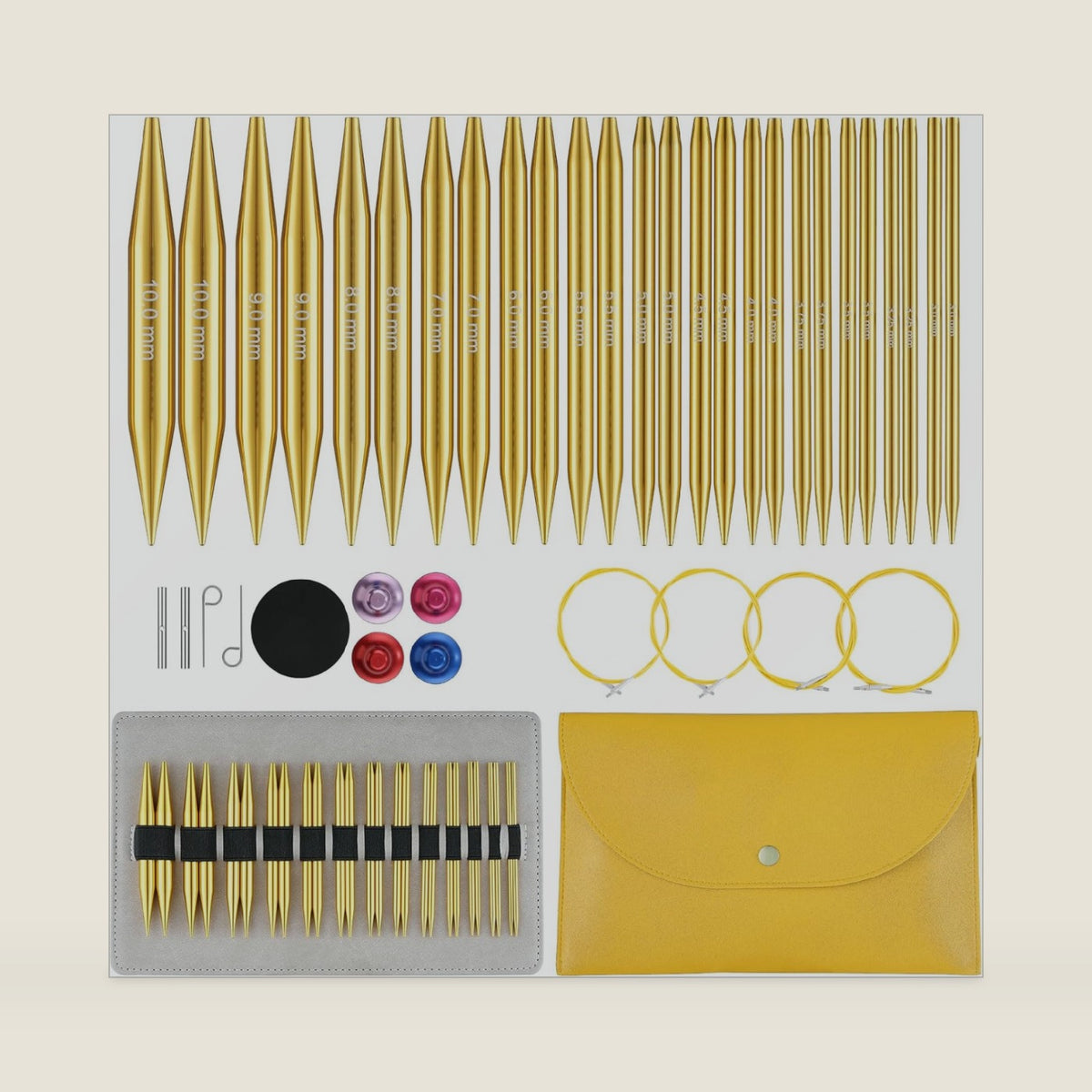 Stithoo Interchangeable Circular Knitting Needles Set, 13 Pairs (3mm-10mm) US 2.5-15 with 16, 24, 32, 40 Inch Cables, Accessories and Case for Knitting Hats, Sweaters, Shawls, Blankets