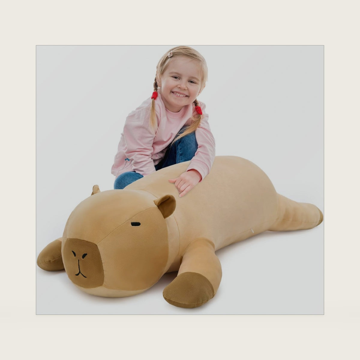 MorisMos 43.3" Long Capybara Plush Body Pillow, Capybara Stuffed Animal, Cute Capybara Pillow Plushie, Sleeping Body Pillow for Cuddling, Perfect Christmas Valentine's Birthday Gift for Kids & Adults