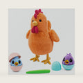 YH YUHUNG Egg-Laying Chicken Toy, Interactive Plush Hen Set, Orange