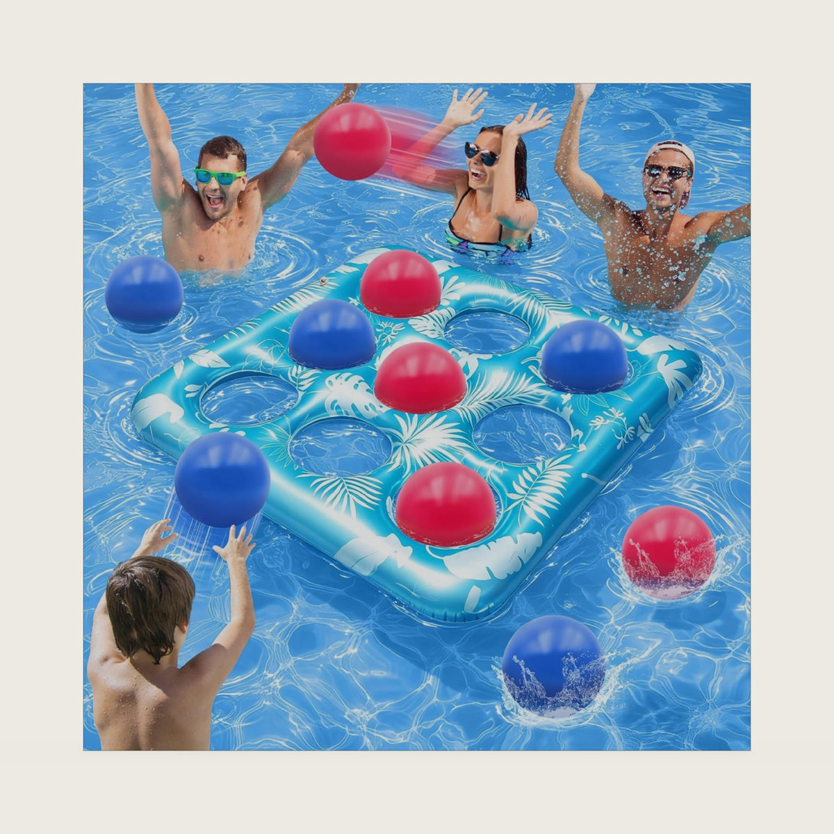 Intoypad Pool Toys for Kids Adults - Swimming Pool Tic Tac Toe Game Blue