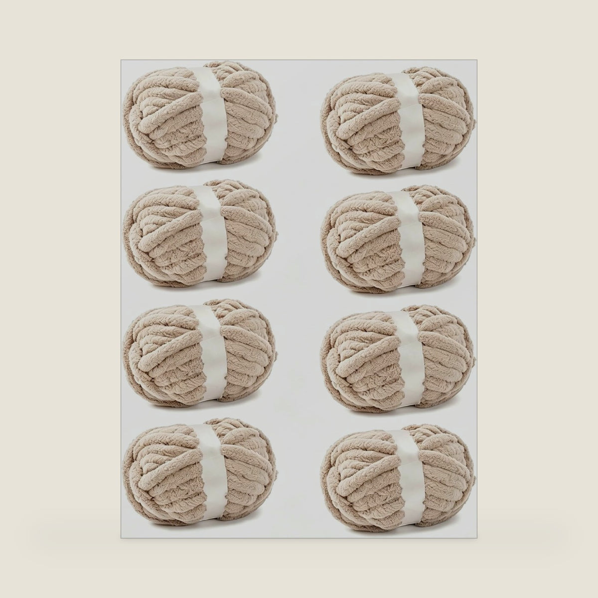 bearberry Jumbo Chenille Yarn, Super Bulky 10 - Extra Plush & Skin-Friendly for Chunky Knit Blankets, Arm Knitting & Crocheting 8-Pack (8oz/25yd Per Skein), Machine Washable, Ultra Soft, Light Khaki