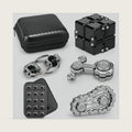 Fidget Spinner Pack Toy for Kid Adult, Sprockets Bike Chain Slider Infinite Cube Push Clicker Ring Hand Roller Sensory Toy for Stress Relief, Metal Fidget Pack Cool Birthday Gift for Boy Men Girl