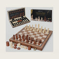 Hvygss 15 Inch Magnetic Chess Board, Foldable Wooden Chess Set with Checkers, Handcrafted Pieces with 2 Extra Queens, Portable Travel Board Game for Kids 6+ (Walnut Style, 15 Inch)