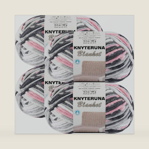 #6 Super Bulky Blanket Yarn for Crocheting - 4 Skeins(Each 10.5oz/300g, 220yds/201m), Chunky Chenille Thick Plush Big Soft Yarn for Crocheting Knitting Blankets, Pink & Grey & White