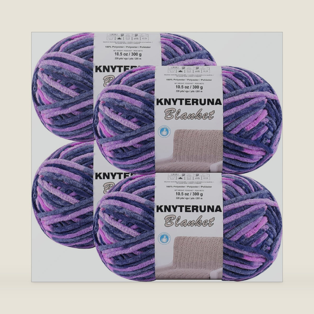 #6 Super Bulky Blanket Yarn for Crocheting - 4 Skeins(Each 10.5oz/300g, 220yds/201m), Chunky Chenille Thick Plush Big Soft Yarn for Crocheting Knitting Blankets, Multi Purple