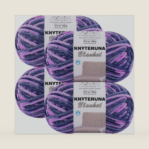 #6 Super Bulky Blanket Yarn for Crocheting - 4 Skeins(Each 10.5oz/300g, 220yds/201m), Chunky Chenille Thick Plush Big Soft Yarn for Crocheting Knitting Blankets, Multi Purple