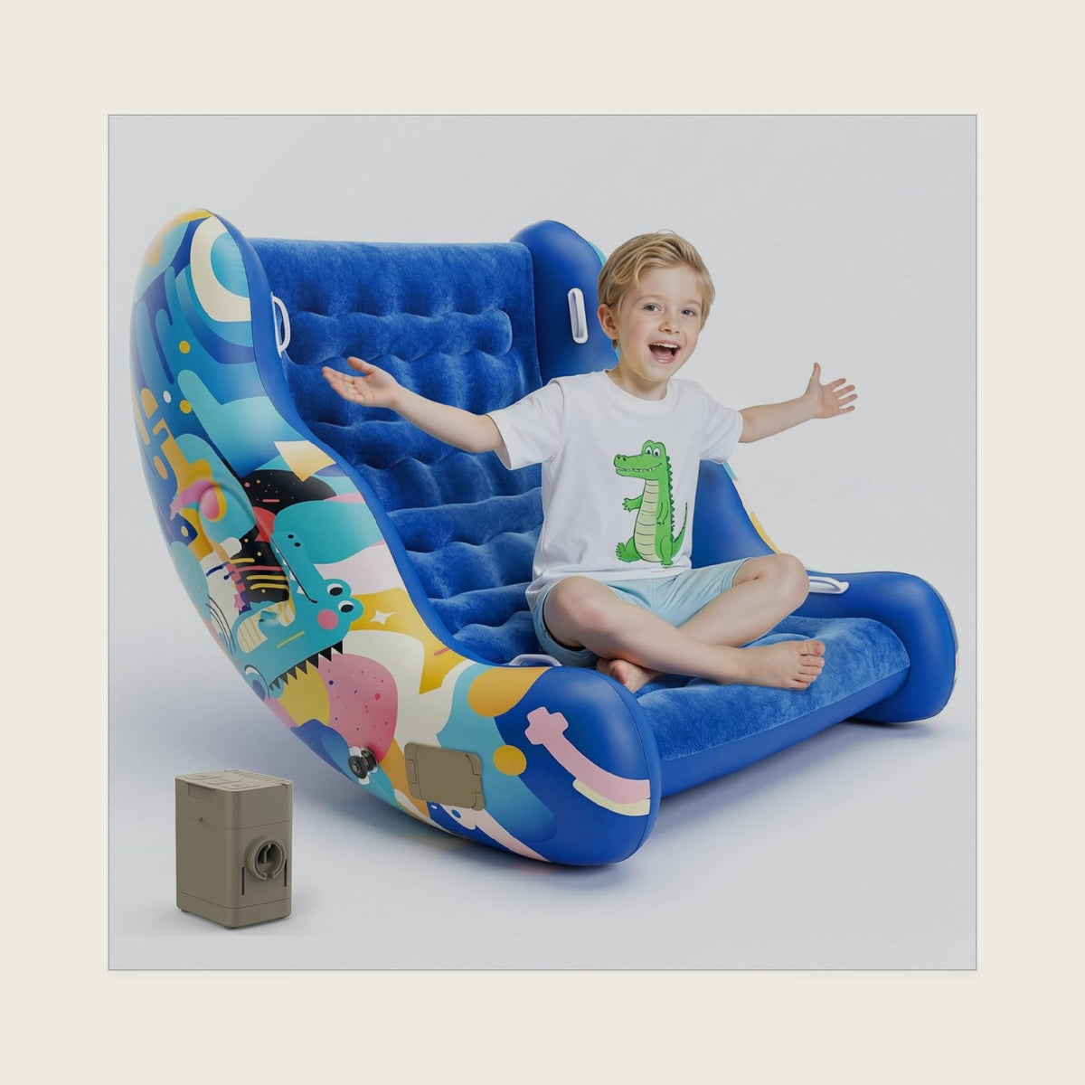 Inflatable Sensory Chair for Autistic Kids – Toddler Rocking Chair for Sensory Seeking, ADHD & Calming – Blow Up Crash Pad for Deep Pressure Therapy in Sensory Room, Birthday Gifts for Boys Girls