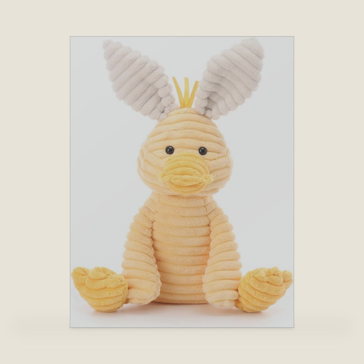 Apricot Lamb Corduroy Duck with Bunny Ears Soft Stuffed Animals 9''