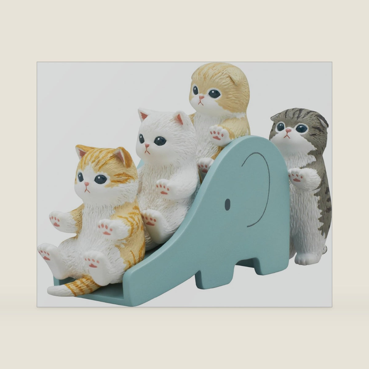 Mofusand Cats on Slide Blind Box Collectible Figure, 1 Random Figure per Box, 4 Styles to Collect, Cute Cat Mini Display Toy for Adults