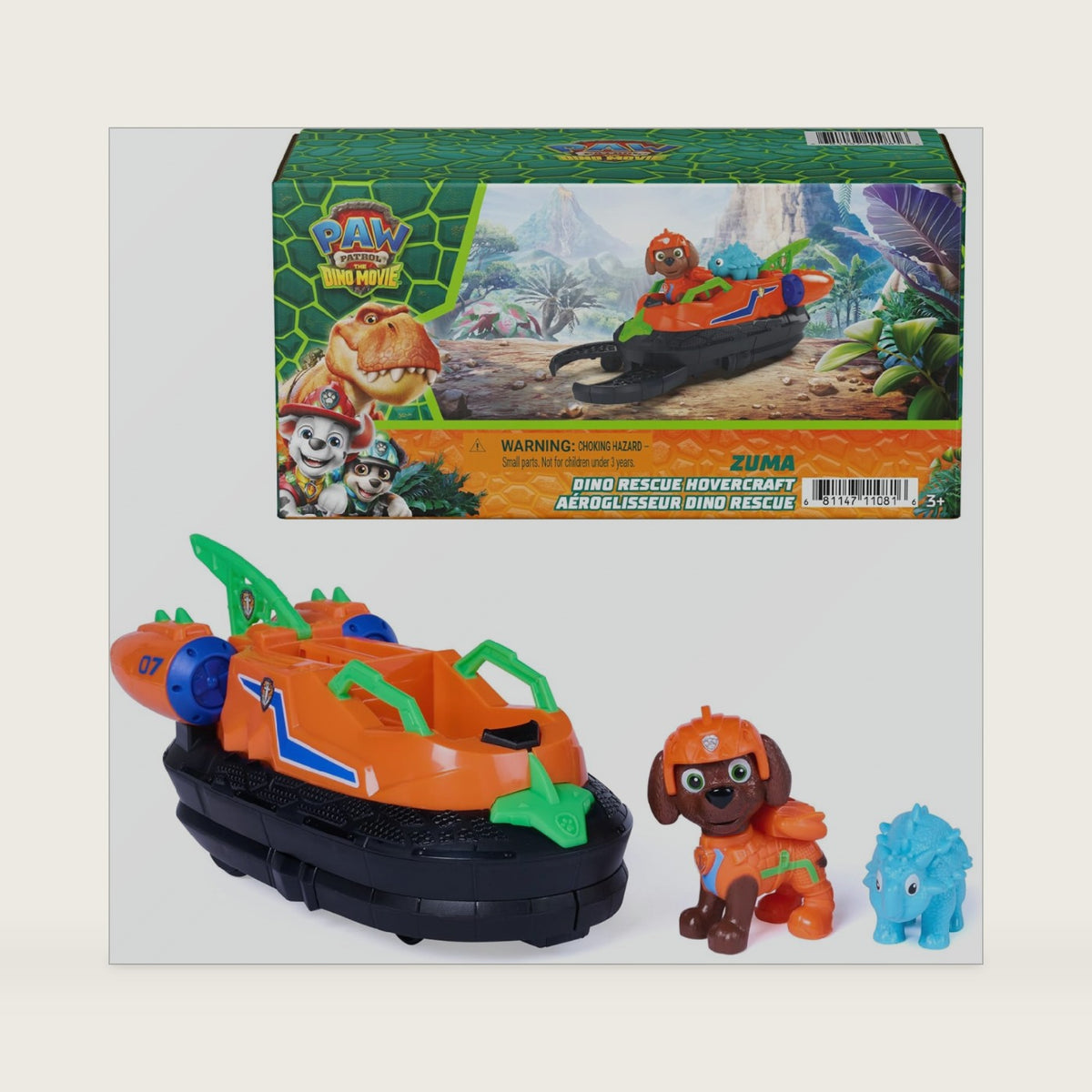PAW Patrol The Dino Movie Zuma Dino Rescue Hovercraft Toy Vehicle