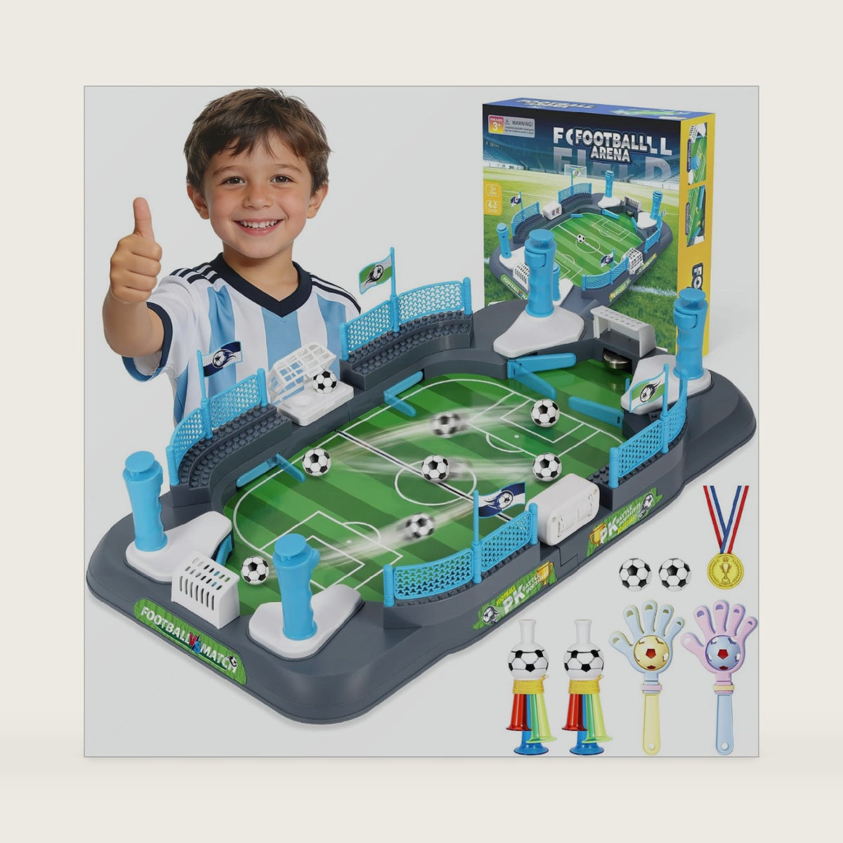 Mini Foosball Table Game for Kids, 2-Player Tabletop Soccer with Goal Bell