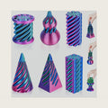 6 Pack 3D Printed Spiral Cone Fidget Toys Rose Red Desk Set