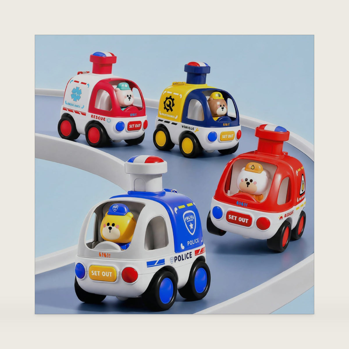 iPlay, iLearn Press to Go Car Toy for Toddlers 1-3, Baby Animal Racing Cars
